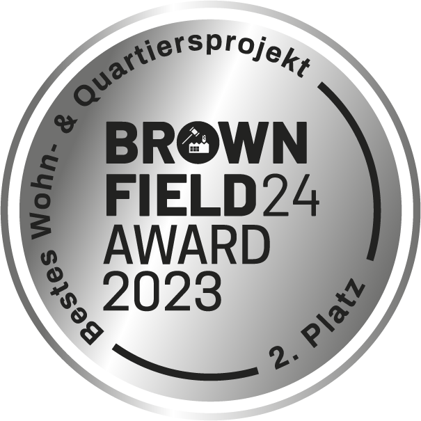 Logo zur Auszeichnung mit dem Brownfied24 Award in der Kategorie "Bestes Wohn- und Quartiersprojekt"